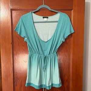 VENUS Green Flutter Sleeve Blouse with Tie Front